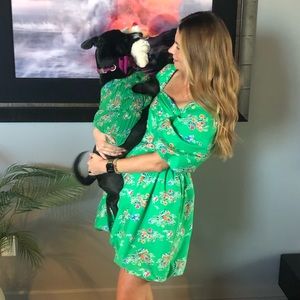 Matching mom/dog green floral dress (Mom S/Dog M)